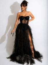 Sexy Abendkleid mit Spitzen-Netz-Tube-Top